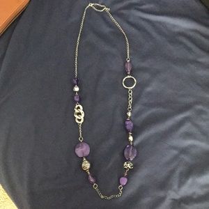 Purple and silver long necklace